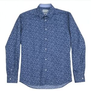 Premium Jack & Jones Tailored Shirt Plant Leaf Pattern Blue